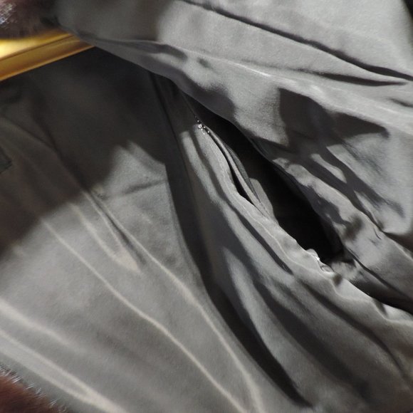 GARTENHAUS Vintage Genuine Real Ranch Dark Mahogany Mink Fur Coat Jacket sz M - Picture 3 of 13